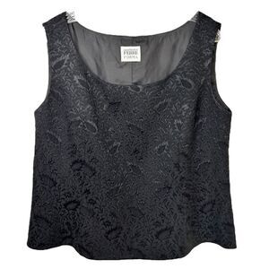 GIANFRANCO Ferre Vintage Blouse Black Sleeveless Wool Silky Scoop Neck Womens S